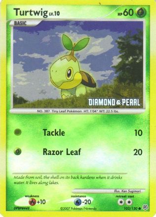 Turtwig - 103/130 [Diamond & Pearl] (103) [Burger King Promos] Reverse Holofoil