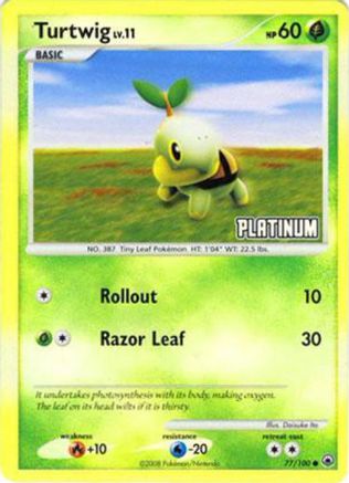 Turtwig - 77/100 [Platinum] (77) [Burger King Promos] Reverse Holofoil