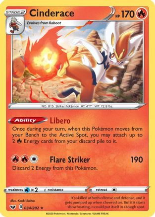 Cinderace - 034/202 (Non-Holo) (34) [Deck Exclusives]