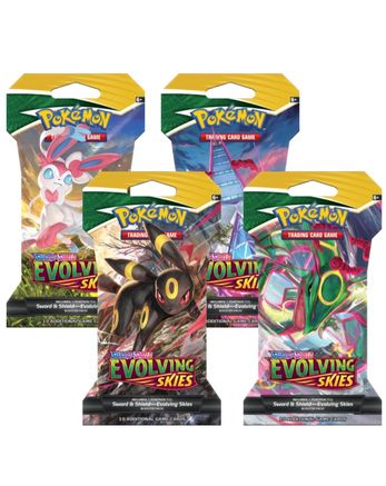 Pokemon Evolving Skies Sleeved Booster Pack Art Bundle [Set of 4]