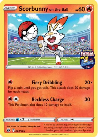 Scorbunny on the Ball - 004/005 (Pokemon Futsal) (4) [Miscellaneous Cards & Products]