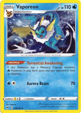 Vaporeon - 030/185 (Cosmos Holo) (30) [Miscellaneous Cards & Products] Holofoil