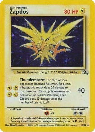 Zapdos - 15/62 (Cosmos Holo) (15) [Miscellaneous Cards & Products] Holofoil