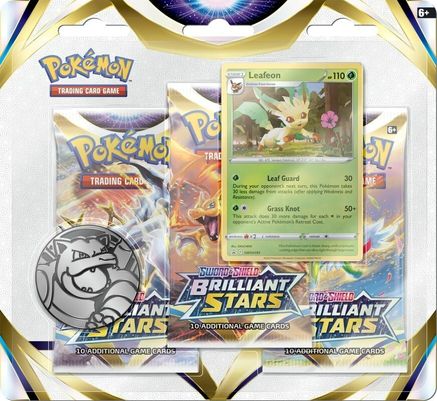 Pokemon Brilliant Stars 3 Pack Blister [Leafeon]