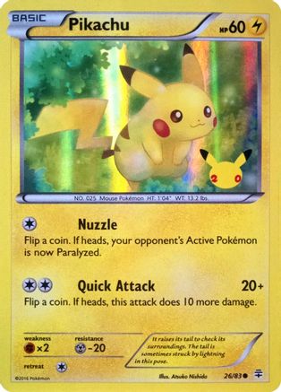 Pikachu - 26/83 (20th Anniversary) (26) [Miscellaneous Cards & Products] Holofoil