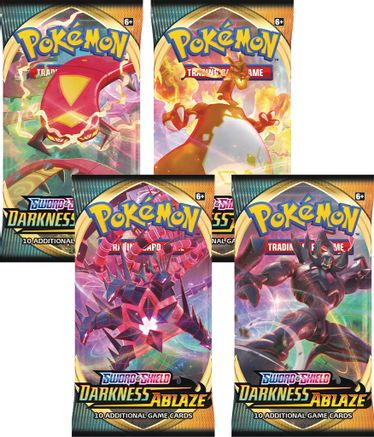 Pokemon Darkness Ablaze Booster Pack Art Bundle [Set of 4]