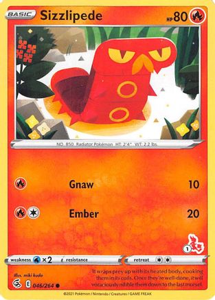 Sizzlipede - 046/264 (#1 Cinderace Stamped) (46) [Battle Academy 2022]