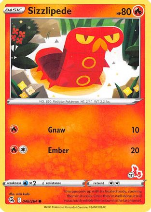 Sizzlipede - 046/264 (#17 Cinderace Stamped) (46) [Battle Academy 2022]