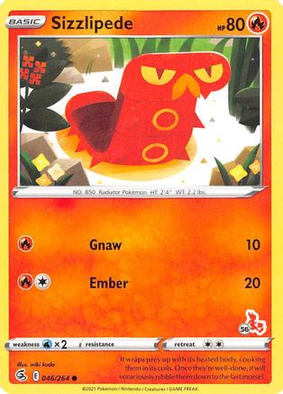 Sizzlipede - 046/264 (#56 Cinderace Stamped) (46) [Battle Academy 2022]