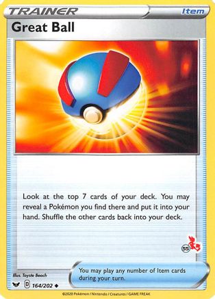 Great Ball - 164/202 (#55 Cinderace Stamped) (164) [Battle Academy 2022]