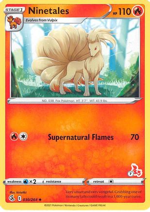 Ninetales - 030/264 (#7 Cinderace Stamped) (30) [Battle Academy 2022]
