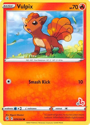 Vulpix - 029/264 (#13 Cinderace Stamped) (29) [Battle Academy 2022]