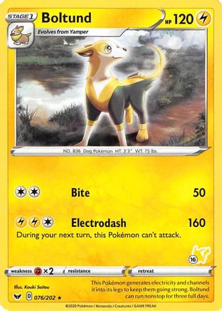Boltund - 076/202 (#16 Pikachu Stamped) (76) [Battle Academy 2022]