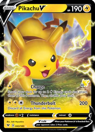 Pikachu V - 043/185 (#60 Pikachu Stamped) (43) [Battle Academy 2022] Holofoil