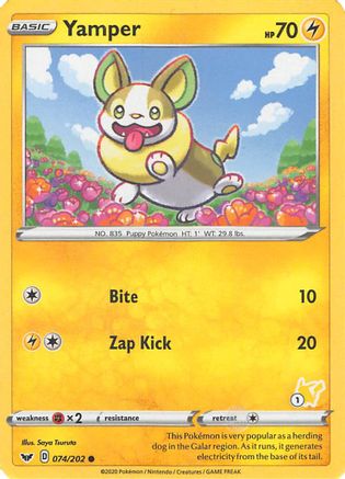 Yamper - 074/202 (#1 Pikachu Stamped) (74) [Battle Academy 2022]