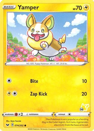 Yamper - 074/202 (#58 Pikachu Stamped) (74) [Battle Academy 2022]