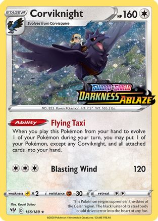 Corviknight - 156/189 (Darkness Ablaze Stamped) (156) [Miscellaneous Cards & Products] Holofoil
