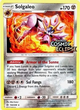 Solgaleo - 142/236 (Cosmic Eclipse Stamped) (142) [Miscellaneous Cards & Products] Holofoil