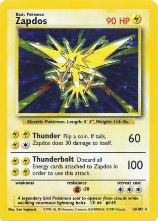 Zapdos (16) [Base Set] Holofoil