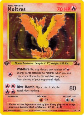 Moltres (12) (12) [Fossil] 1st Edition Holofoil