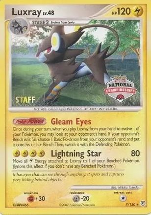 Luxray - 7/130 (National Championships) [Staff] (7) [League & Championship Cards]