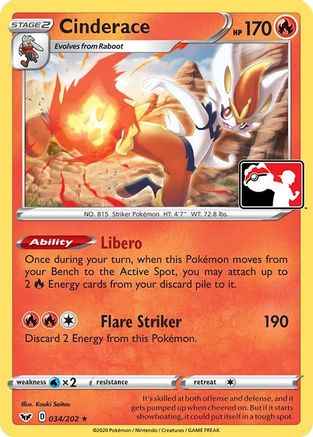 Cinderace (34) [Prize Pack Series Cards]
