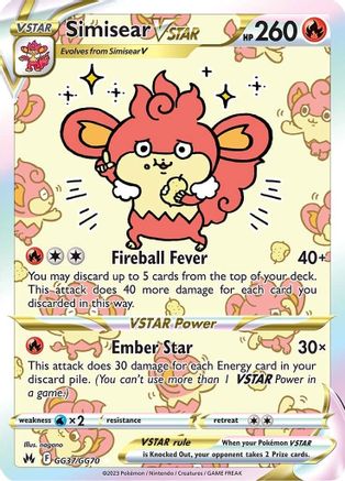Simisear VSTAR (GG37) [Crown Zenith: Galarian Gallery] Holofoil