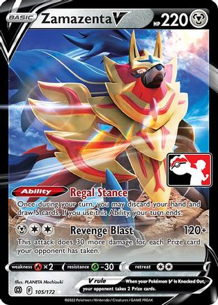 Zamazenta V - 105/172 (105) [Prize Pack Series Cards] Holofoil