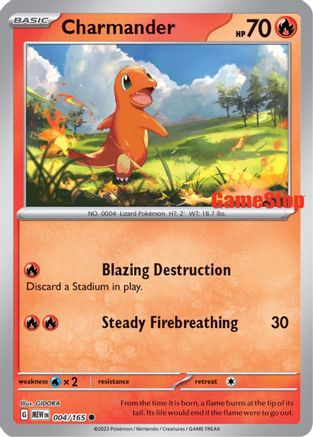 Charmander - 004/165 (GameStop Exclusive) (4) [Miscellaneous Cards & Products] Reverse Holofoil