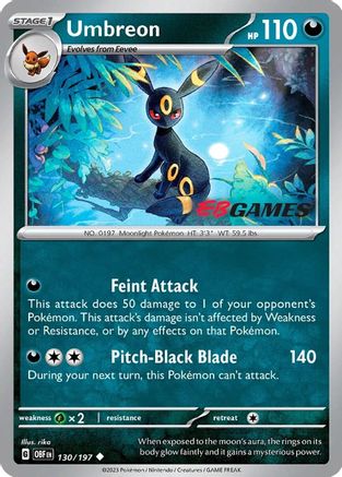 Umbreon - 130/197 (EBGames Exclusive) (130) [Miscellaneous Cards & Products] Reverse Holofoil