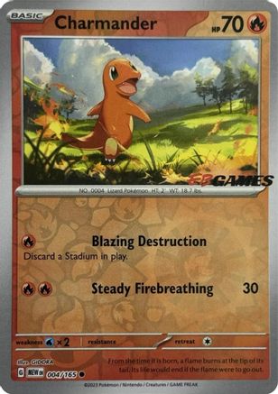 Charmander - 004/165 (EBGames Exclusive) (4) [Miscellaneous Cards & Products] Reverse Holofoil