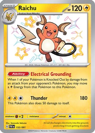 Raichu - 132/091 (132) [SV: Paldean Fates] Holofoil