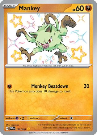 Mankey - 169/091 (169) [SV: Paldean Fates] Holofoil