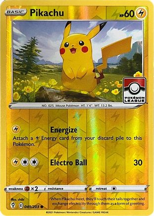 Pikachu - 049/203 (Pokemon League) (49) [League & Championship Cards] Reverse Holofoil