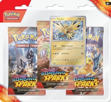 Pokemon Surging Sparks 3 Pack Blisters [Zapdos]