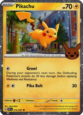 Pikachu - 018/091 (Cosmos Holo) (18) [Trick or Trade BOOster Bundle 2024] Holofoil