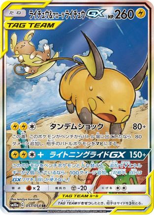 Raichu & Alolan Raichu GX - 057/054 (057/054) [SM10a: GG End] Holofoil