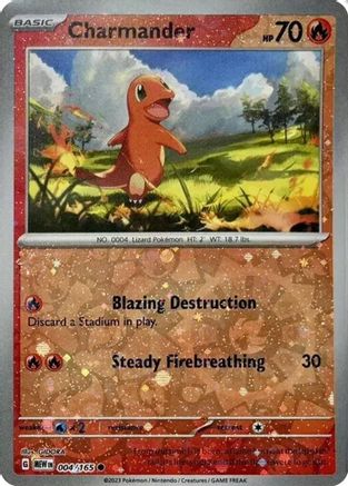 Charmander - 004/165 (Reverse Cosmos Holo) (Costco Exclusive) (4) [Miscellaneous Cards & Products] Holofoil