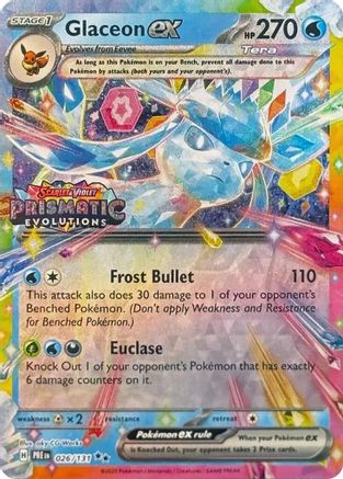 Glaceon ex - 026/131 (Prismatic Evolutions Stamp) (26) [Miscellaneous Cards & Products] Holofoil