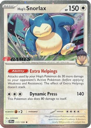 Hop's Snorlax - 117/159 (EB Games) (Cosmos Holo) (117) [Miscellaneous Cards & Products] Holofoil