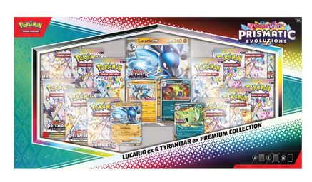 Pokemon Prismatic Evolutions Lucario ex & Tyranitar ex Premium Collection (Sam's Club)