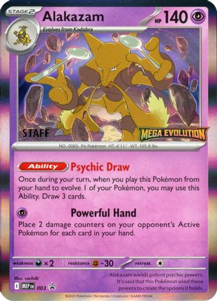 Alakazam - 003 (Staff) (3) [ME: Mega Evolution Promo] Holofoil