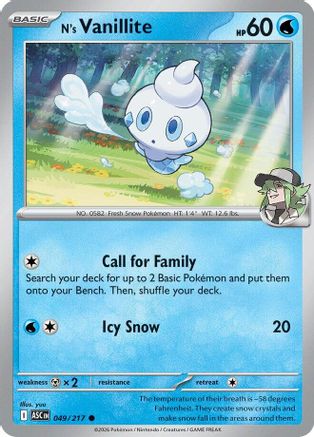 N's Vanillite (49) [ME: Ascended Heroes] Reverse Holofoil