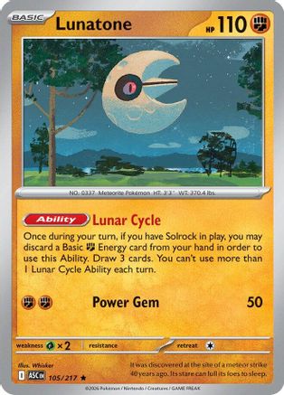 Lunatone (105) [ME: Ascended Heroes] Reverse Holofoil
