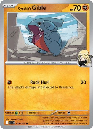 Cynthia's Gible (109) [ME: Ascended Heroes] Reverse Holofoil