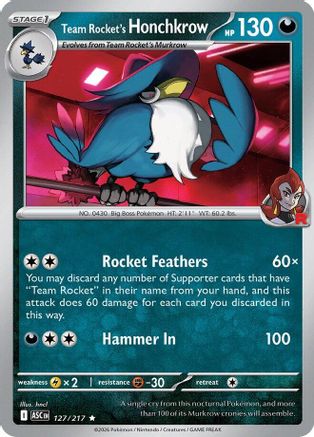 Team Rocket's Honchkrow (127) [ME: Ascended Heroes] Reverse Holofoil