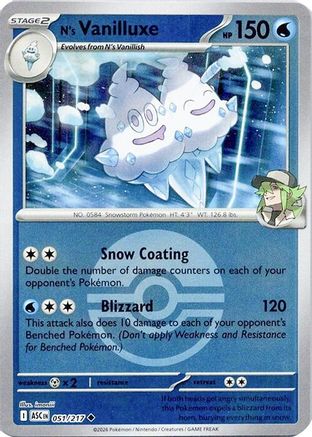 N's Vanilluxe (Poke Ball) (51) [ME: Ascended Heroes] Reverse Holofoil