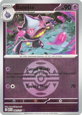 Banette - 091/217 (Dusk Ball) (91) [ME: Ascended Heroes] Reverse Holofoil
