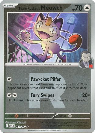 Team Rocket's Meowth (Team Rocket) (161) [ME: Ascended Heroes] Reverse Holofoil