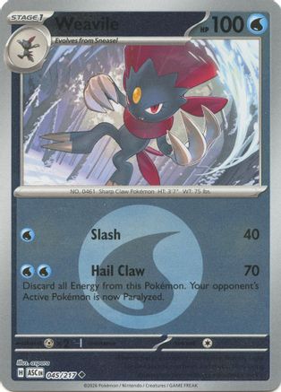 Weavile - 045/217 (Energy Symbol Pattern) (45) [ME: Ascended Heroes] Reverse Holofoil